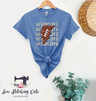 Wildcats Football Glitter Tee - Sew Stitching Cute Handmade 