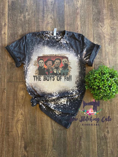 the boys of fall / spooky / horror / horror movies / Halloween/ leopard/ fall/ spooky vibes/ skulls/ bleached shirt for women/ charcoal grey - Sew Stitching Cute Handmade 