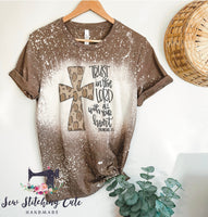 Trust in the lord with all your heart / BLEACHED / proverbs 3:5/ cheetah / cross / leopard / Christian/ bleached shirt / Bible verse shirt - Sew Stitching Cute Handmade 
